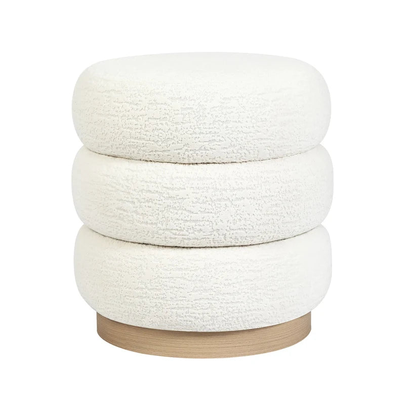 Adeco Teddy Round Upholstered Ottoman Stool