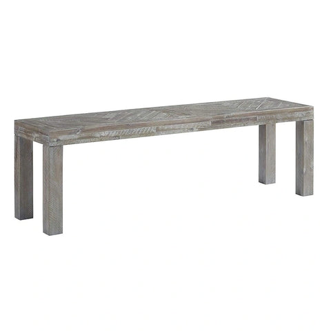 Acacia Wood Bench with Distinctive Herringbone Inlay Design, Brown