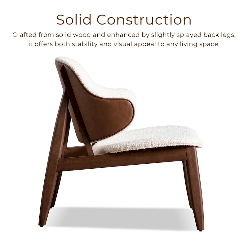 Furniture of America Beck Mid-century 2-Piece Walnut Boucle Wingback Accent Chair and Table Set