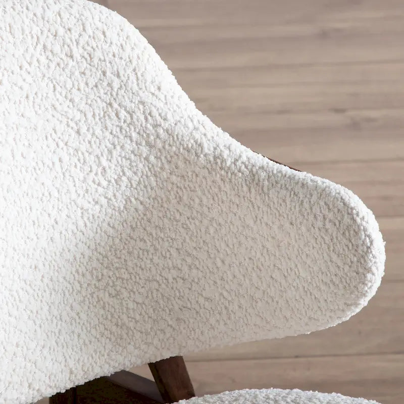 Furniture of America Beck Mid-century 2-Piece Walnut Boucle Wingback Accent Chair and Table Set