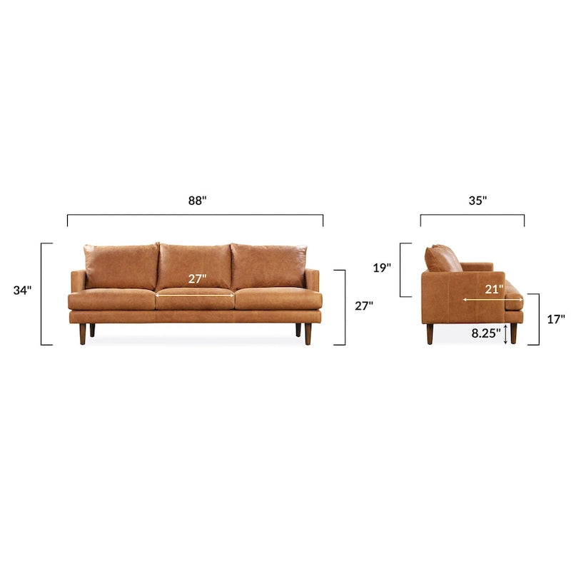 Poly & Bark Girona 88  Sofa - Full Grain Genuine Italian Leather