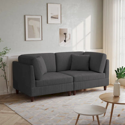 Corduroy Modular Sectional Sofa Set With Pillows