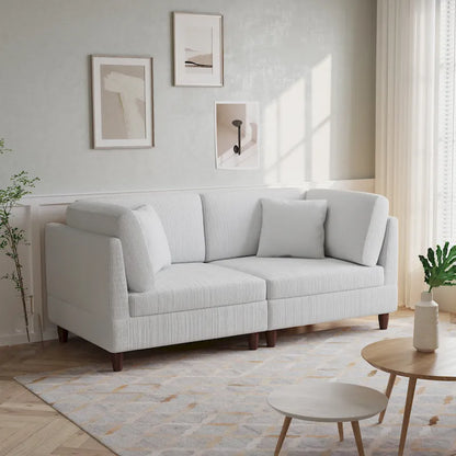 Corduroy Modular Sectional Sofa Set With Pillows