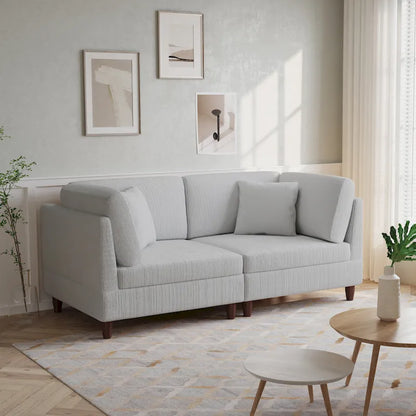 Corduroy Modular Sectional Sofa Set With Pillows
