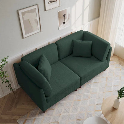 Corduroy Modular Sectional Sofa Set With Pillows