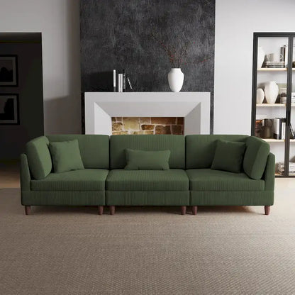 Corduroy Modular Sectional Sofa Set With Pillows