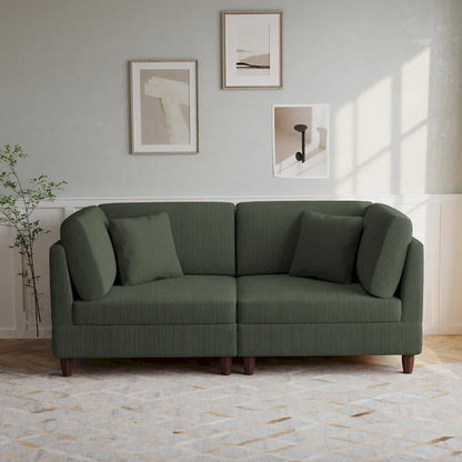 Corduroy Modular Sectional Sofa Set With Pillows