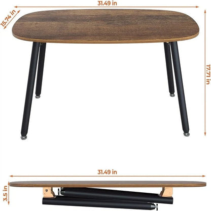 Folding Coffee Table Rustic Farmhouse Coffee Tables - 31.5 D x 15.7 W x 17.7 H