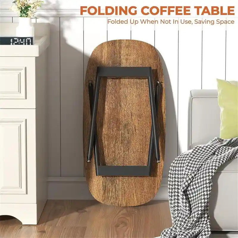Folding Coffee Table Rustic Farmhouse Coffee Tables - 31.5 D x 15.7 W x 17.7 H