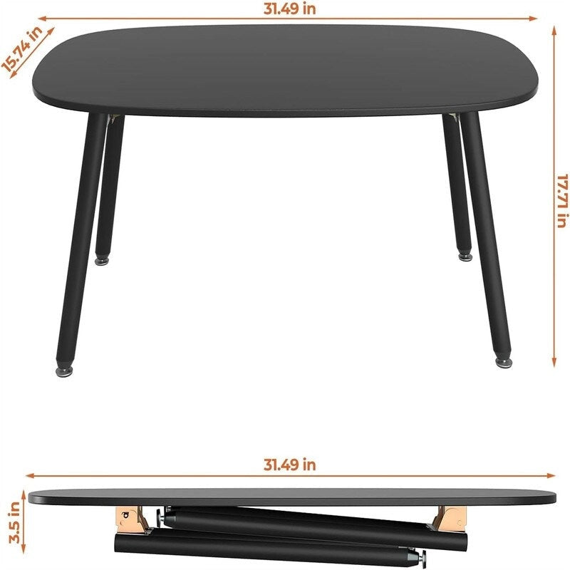 Folding Coffee Table Rustic Farmhouse Coffee Tables - 31.5 D x 15.7 W x 17.7 H