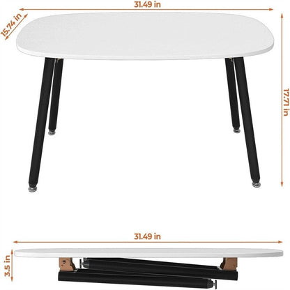 Folding Coffee Table Rustic Farmhouse Coffee Tables - 31.5 D x 15.7 W x 17.7 H