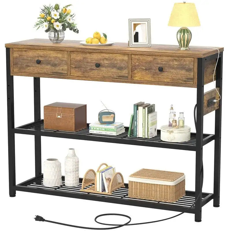 47  Entryway Table with Outlets and USB Ports - 11.8 D x 47.2 W x 31.8 H
