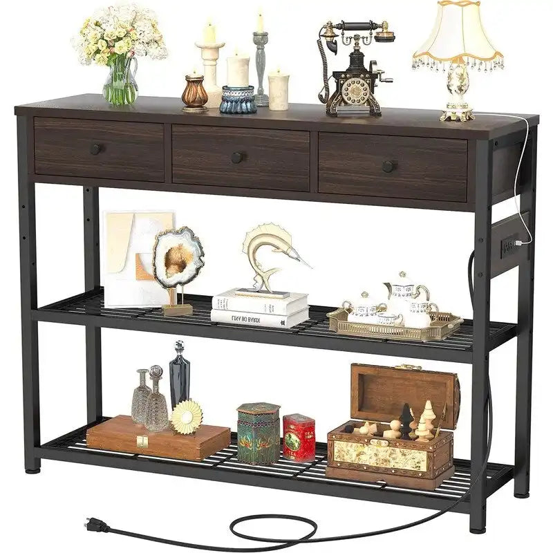 47  Entryway Table with Outlets and USB Ports - 11.8 D x 47.2 W x 31.8 H