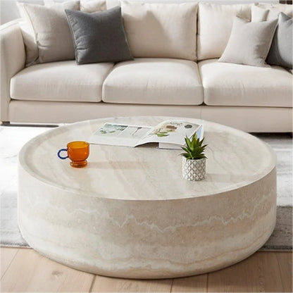 31.49  Sturdy Fiberglass Round Coffee Table with Large Storage
