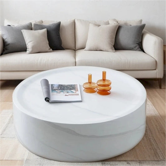 31.49  Sturdy Fiberglass Round Coffee Table with Large Storage