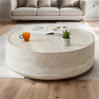 31.49  Sturdy Fiberglass Round Coffee Table with Large Storage