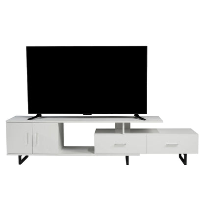 Avery 55-inch 2-Drawer 4-Shelf TV Stand in Steel