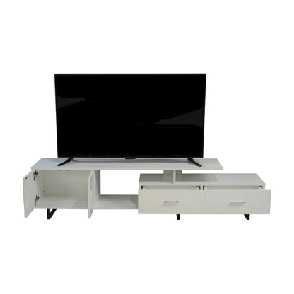 Avery 55-inch 2-Drawer 4-Shelf TV Stand in Steel