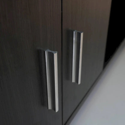 Avery 55-inch 2-Drawer 4-Shelf TV Stand in Steel