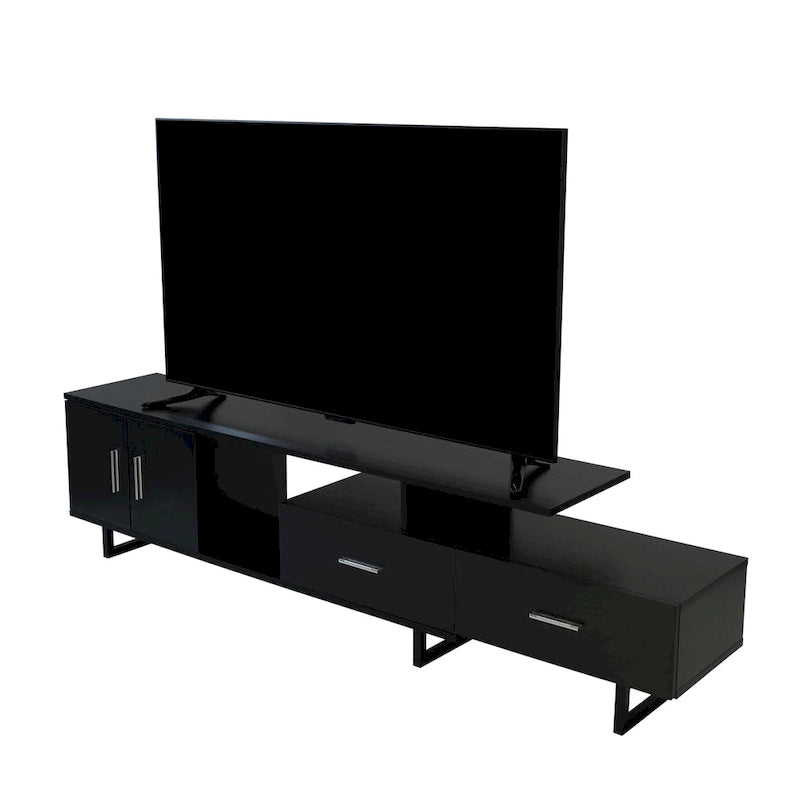 Avery 55-inch 2-Drawer 4-Shelf TV Stand in Steel