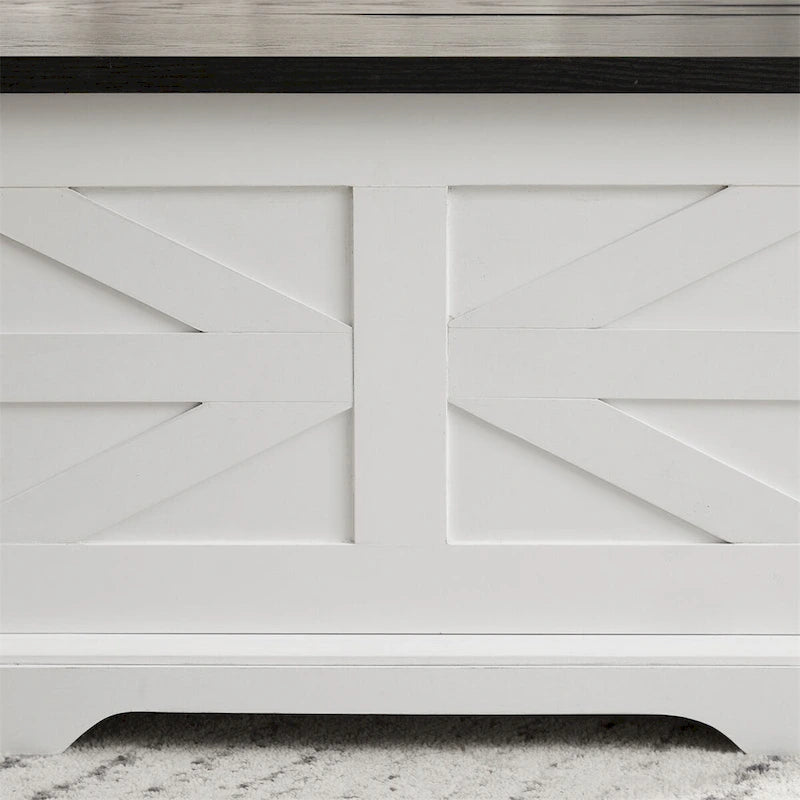 Farmhouse Coffee Table,Square Wood Center Table w/Storage Compartment