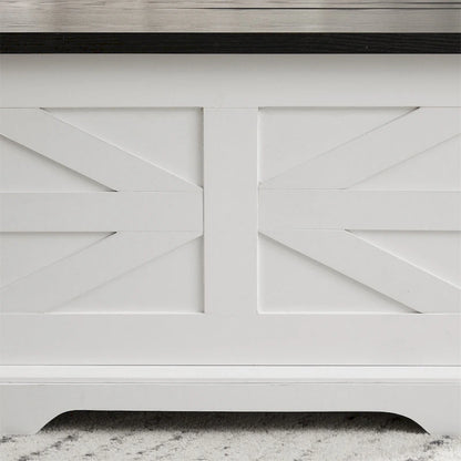 Farmhouse Coffee Table,Square Wood Center Table w/Storage Compartment