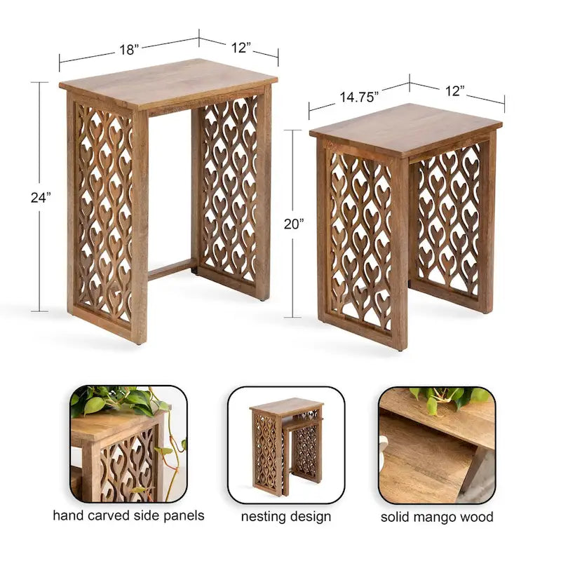 Kate and Laurel Karni Wooden Nesting Tables - 2 Piece