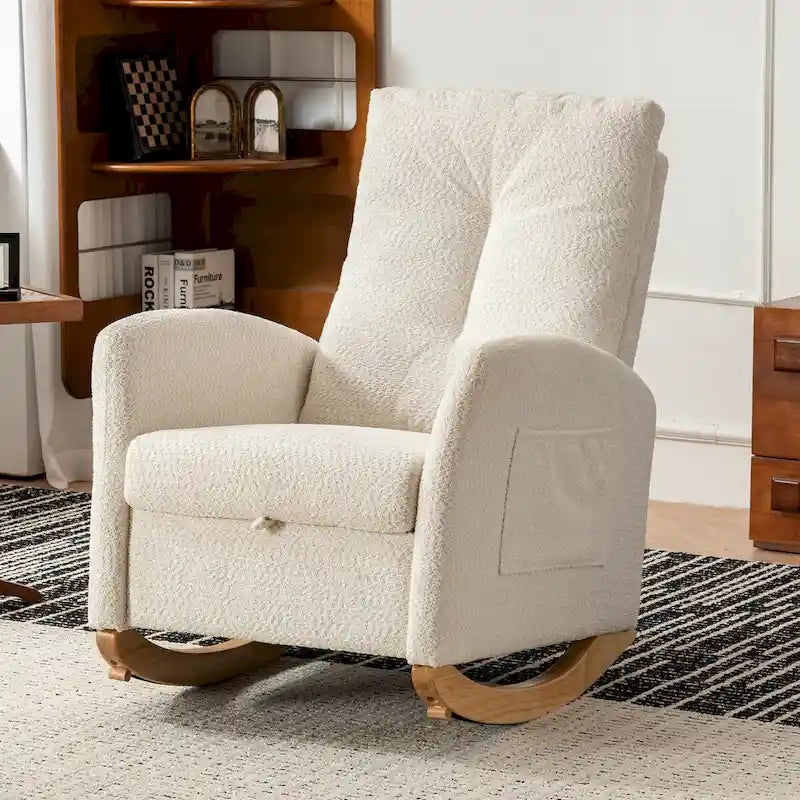 Accent Rocking Chair with Footrest High Back
