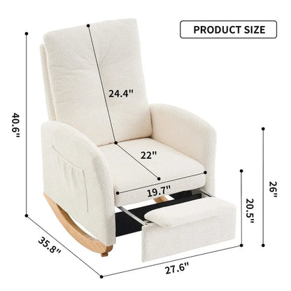 Accent Rocking Chair with Footrest High Back