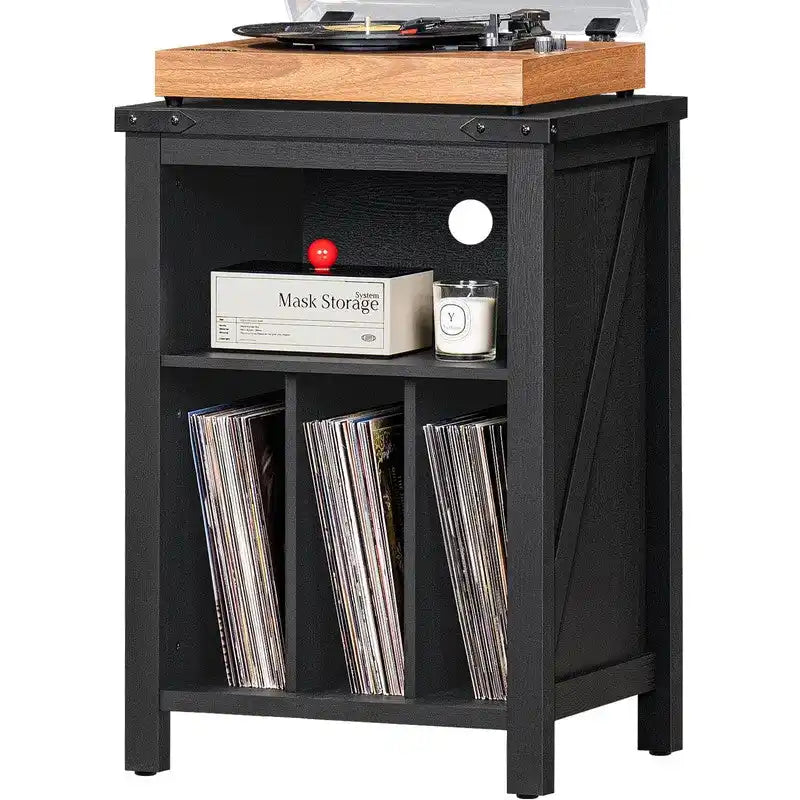 Record Player Stand with Vinyl Record Storage - 15.74 D x 19.68 W x 29.01 H