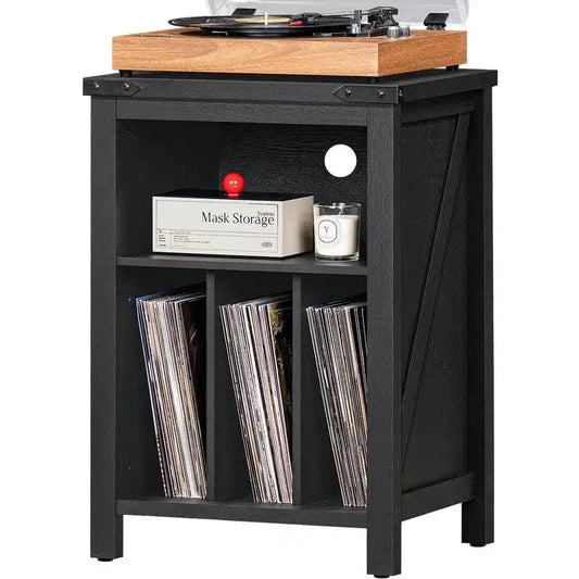 Record Player Stand with Vinyl Record Storage - 15.74 D x 19.68 W x 29.01 H