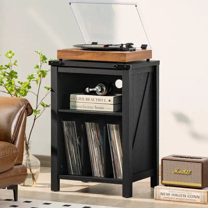 Record Player Stand with Vinyl Record Storage - 15.74 D x 19.68 W x 29.01 H