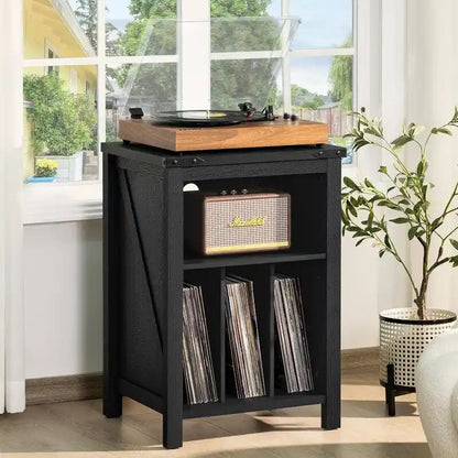 Record Player Stand with Vinyl Record Storage - 15.74 D x 19.68 W x 29.01 H