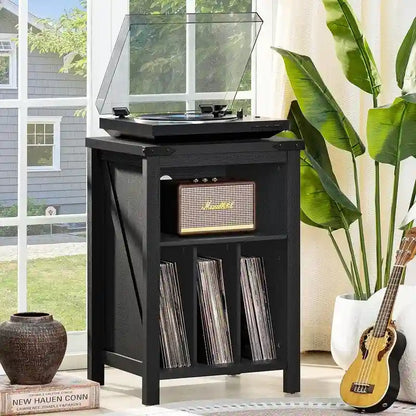 Record Player Stand with Vinyl Record Storage - 15.74 D x 19.68 W x 29.01 H
