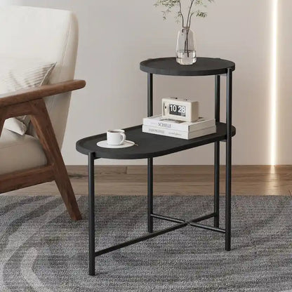 Small Coffee Tables 2-tier Modern Sofa Side Table with Wood Storage Shelf Living Room End Tables Nightstands