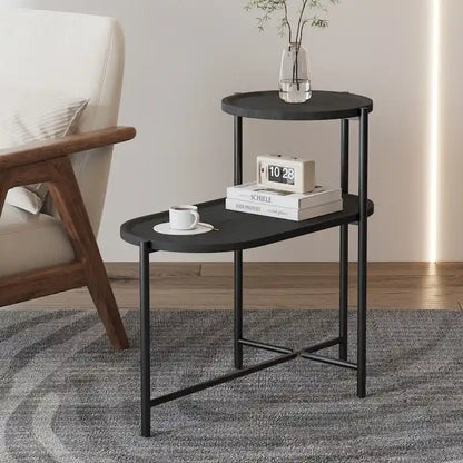Small Coffee Tables 2-tier Modern Sofa Side Table with Wood Storage Shelf Living Room End Tables Nightstands