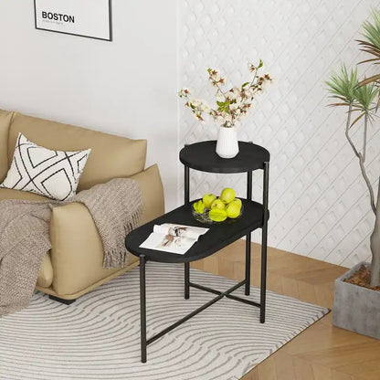 Small Coffee Tables 2-tier Modern Sofa Side Table with Wood Storage Shelf Living Room End Tables Nightstands