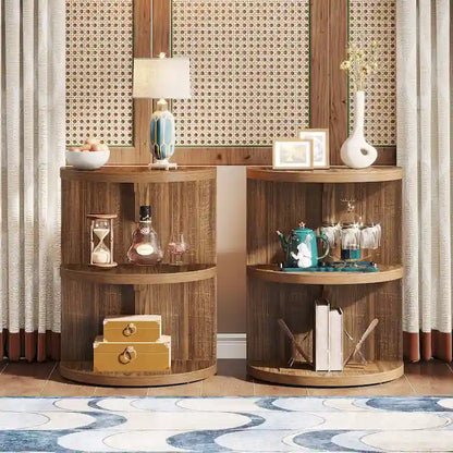 3-Tier Half-Moon End Table, Semi-circular Half-Round Side Table for Living Room