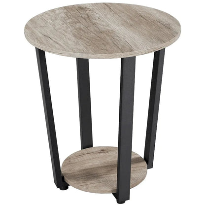 Yaheetech Metal Side Table Round End Table with Storage Rack