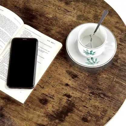 Yaheetech Metal Side Table Round End Table with Storage Rack