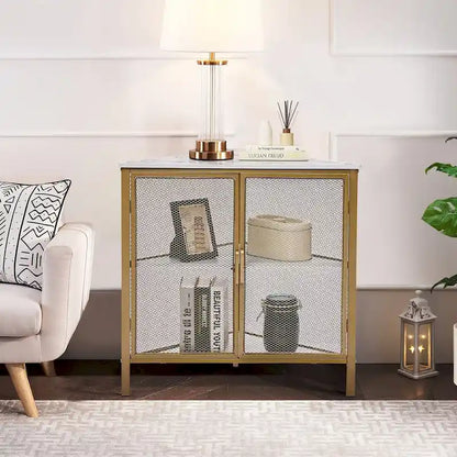 Javlergo Corner Table Modern Triangle 3-tier Storage Shelf with 2 Doors for Living Room Bedroom Office