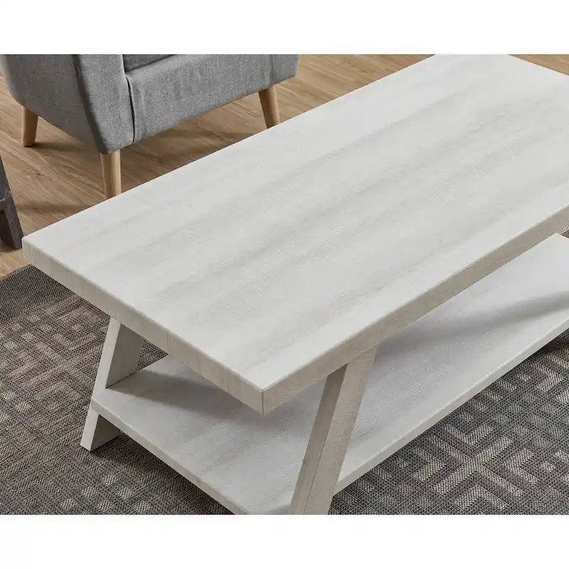 Contemporary 3-Piece Wood Shelf Coffee Table Set