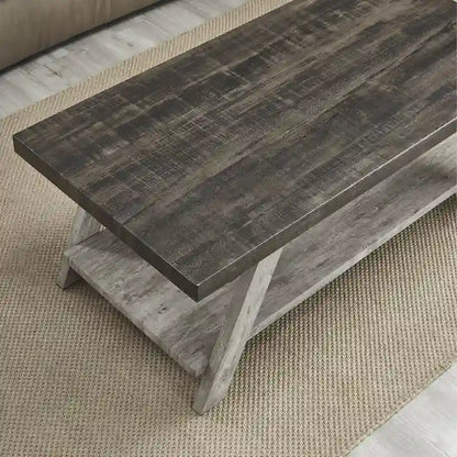 Contemporary 3-Piece Wood Shelf Coffee Table Set