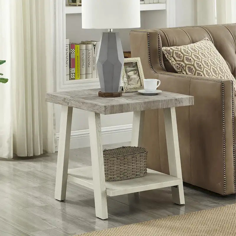 Contemporary 3-Piece Wood Shelf Coffee Table Set
