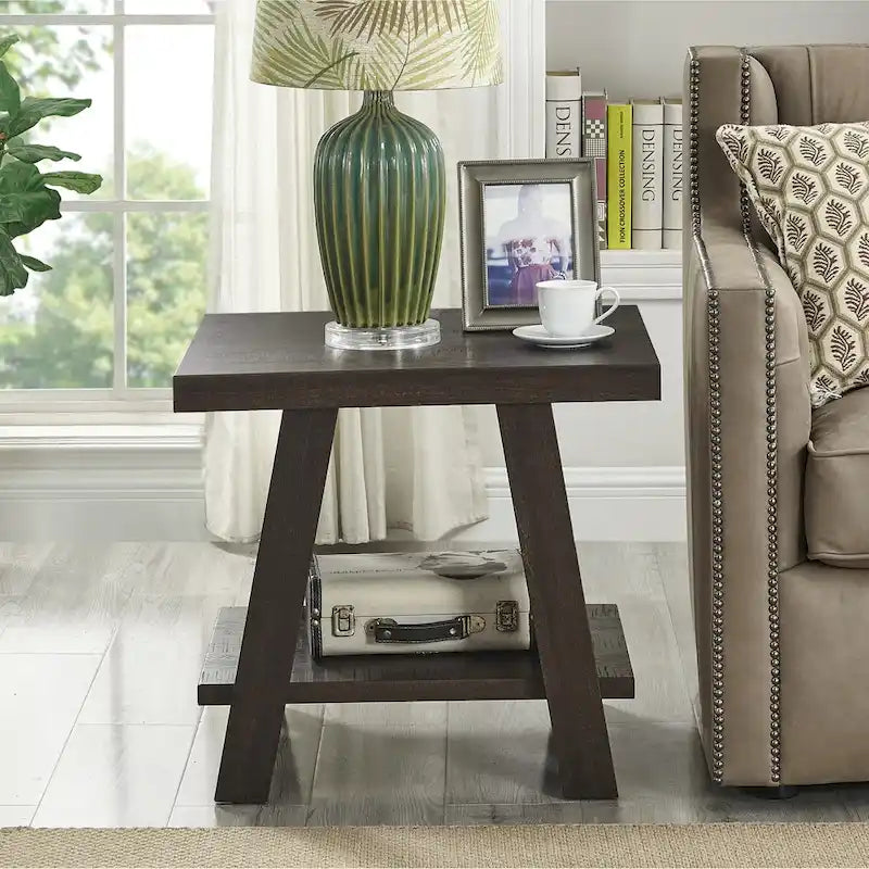Contemporary 3-Piece Wood Shelf Coffee Table Set