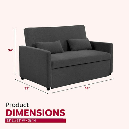 Taite 58 in. Convertible Pull Out Sleeper Sofa Bed