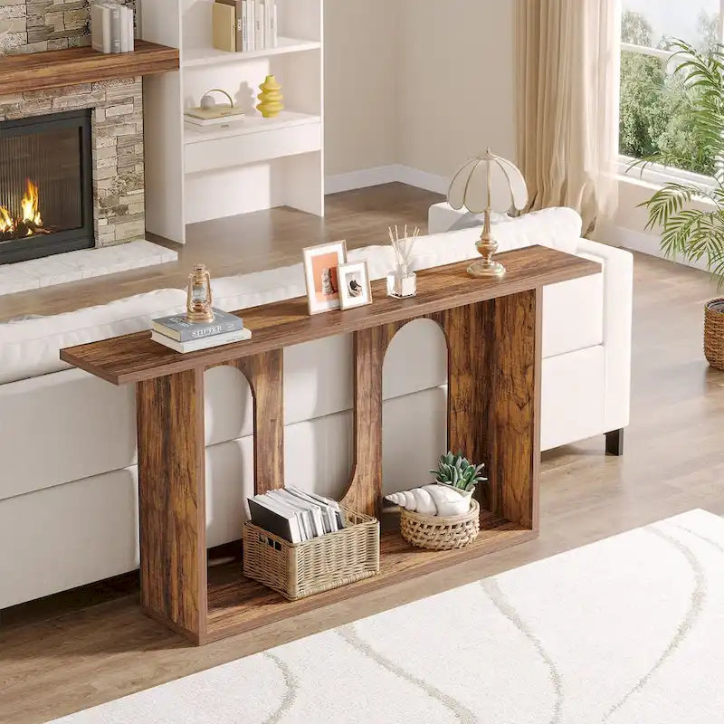 70.9 inch Farmhouse Console Table, Extra Long Entryway Console Table with Storage