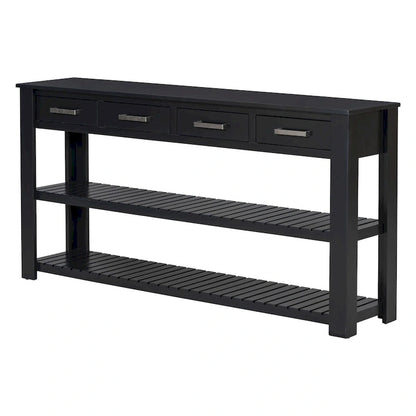Entryway Console End Table with 4 Drawers and 2 Shelves for Hallway, Living Rooms
