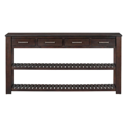 Entryway Console End Table with 4 Drawers and 2 Shelves for Hallway, Living Rooms