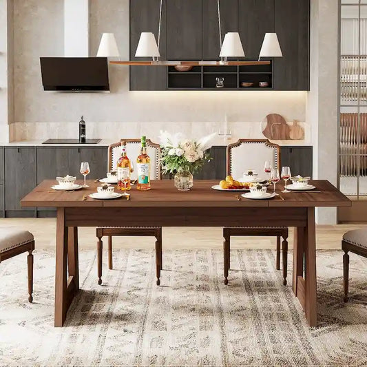 Tavolo da pranzo rettangolare da 63 pollici per sala da pranzo - Marrone